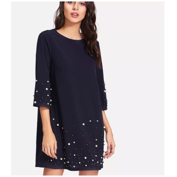 Boutique Dresses & Skirts - Navy Pearl  Bead Dress/Tunic